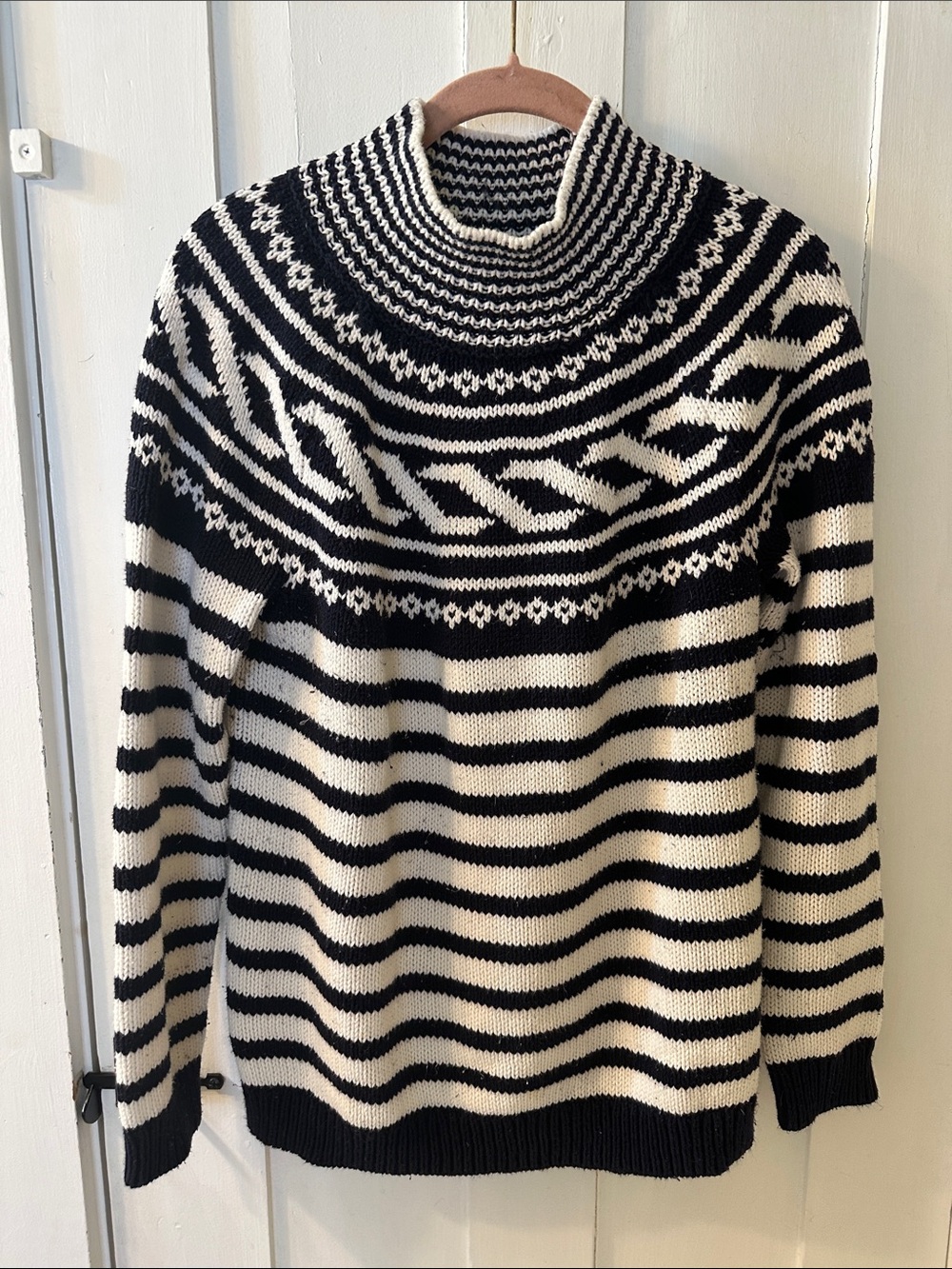 Talbots navy/white cotton sweater